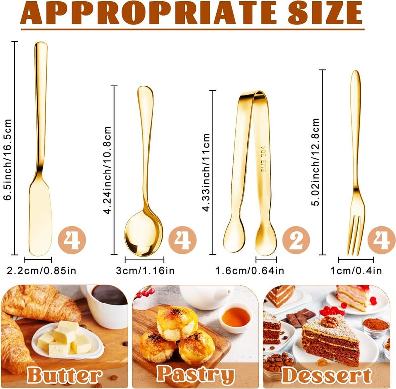 Mlurcu Cheese Butter Spreader Knife Set Charcuterie Accessories Charcuterie Boards Accessories Charcuterie Utensils Stainless Steel Spreader Knives Small Serving Tongs Mini Forks and Spoons for Pastry Making - Image 2